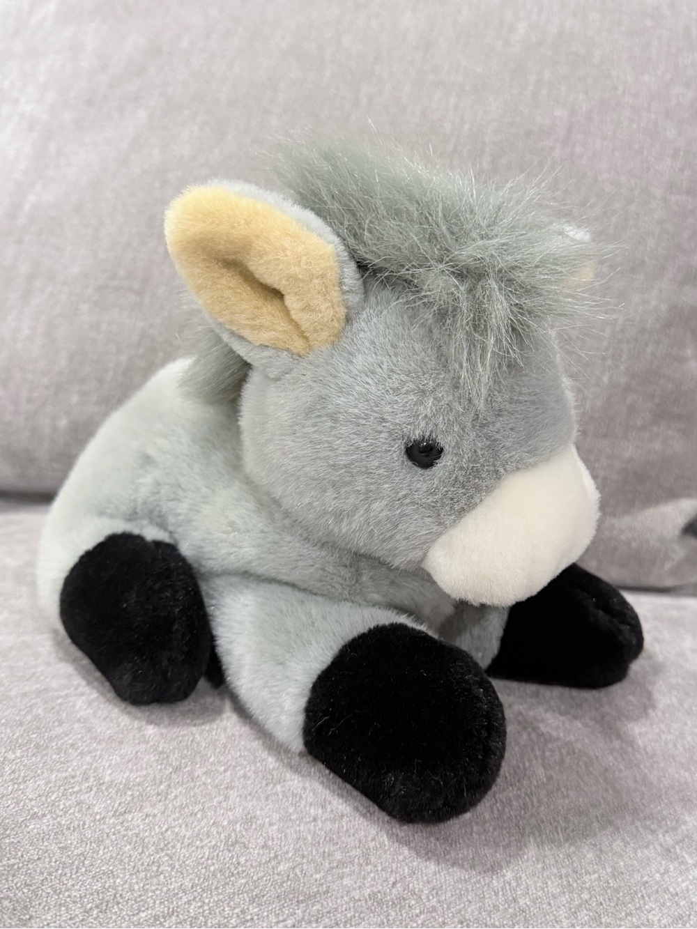 Vintage Cascade Toy Gray Donkey Burro Plush Hand Puppet Stuffed Animal